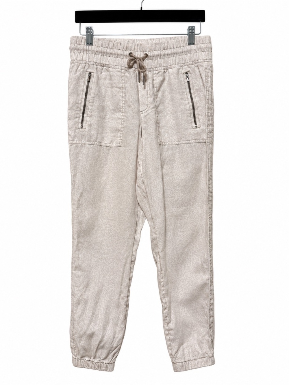 🦋 Athleta| Cabo Linen Jogger Pants Size 4 Cream Beige 100% Linen Zip Pockets